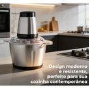 2 Litro Triturador De Alimentos Carne e Legumes Elétrico Multiprocessador 2 Modos Bivolt Inox Fácil De Limpar